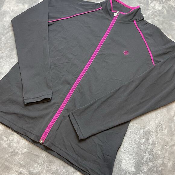 Coolibar UPF 50+ Water Jacket Womens S Gray Pink Full Zip Long Sleeve Swim Beach - Picture 1 of 8